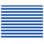 Horizontal Stripes - White and Cobalt Blue Double Sided Flano Blanket (Medium)