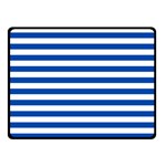 Horizontal Stripes - White and Cobalt Blue Fleece Blanket (Small) (One Side)