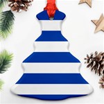 Horizontal Stripes - White and Cobalt Blue Christmas Tree Ornament (Two Sides)