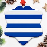 Horizontal Stripes - White and Cobalt Blue Ornament (Snowflake)