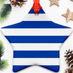 Horizontal Stripes - White and Cobalt Blue Star Ornament (Two Sides)