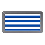 Horizontal Stripes - White and Cobalt Blue Memory Card Reader (Mini)
