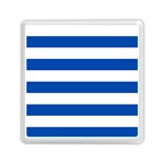 Horizontal Stripes - White and Cobalt Blue Memory Card Reader with Storage (Square)