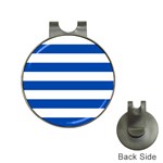 Horizontal Stripes - White and Cobalt Blue Golf Ball Marker Hat Clip