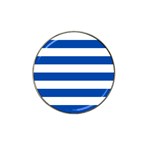 Horizontal Stripes - White and Cobalt Blue Hat Clip Ball Marker