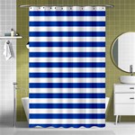 Horizontal Stripes - White and Cobalt Blue Shower Curtain 48  x 72  (Small)
