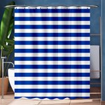 Horizontal Stripes - White and Cobalt Blue Shower Curtain 60  x 72  (Medium)
