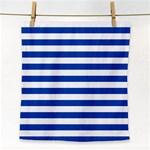 Horizontal Stripes - White and Cobalt Blue Face Towel