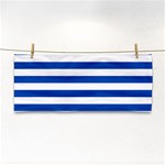 Horizontal Stripes - White and Cobalt Blue Hand Towel