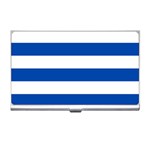 Horizontal Stripes - White and Cobalt Blue Business Card Holder