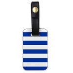 Horizontal Stripes - White and Cobalt Blue Luggage Tag (One Side)