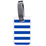 Horizontal Stripes - White and Cobalt Blue Luggage Tag (Two Sides)