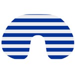 Horizontal Stripes - White and Cobalt Blue Travel Neck Pillow