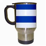 Horizontal Stripes - White and Cobalt Blue Travel Mug (White)