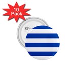 Horizontal Stripes - White and Cobalt Blue 1.75  Button (10 pack)