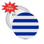 Horizontal Stripes - White and Cobalt Blue 2.25  Button (10 pack)