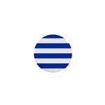 Horizontal Stripes - White and Cobalt Blue 1  Mini Magnet