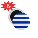 Horizontal Stripes - White and Cobalt Blue 1.75  Magnet (10 pack)
