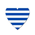 Horizontal Stripes - White and Cobalt Blue Magnet (Heart)