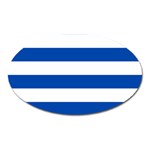 Horizontal Stripes - White and Cobalt Blue Magnet (Oval)