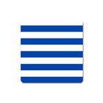 Horizontal Stripes - White and Cobalt Blue Magnet (Square)