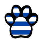 Horizontal Stripes - White and Cobalt Blue Magnet (Paw Print)