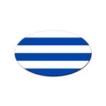 Horizontal Stripes - White and Cobalt Blue Sticker Oval (10 pack)