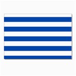 Horizontal Stripes - White and Cobalt Blue Postcard 5  x 7 