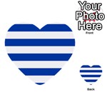 Horizontal Stripes - White and Cobalt Blue Multi-purpose Cards (Heart)