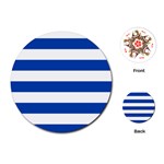 Horizontal Stripes - White and Cobalt Blue Playing Cards (Round)