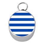 Horizontal Stripes - White and Cobalt Blue Silver Compass (Mini)