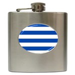 Horizontal Stripes - White and Cobalt Blue Hip Flask (6 oz)