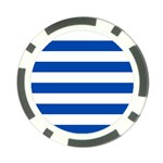 Horizontal Stripes - White and Cobalt Blue Poker Chip Card Guard (10 pack)