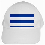 Horizontal Stripes - White and Cobalt Blue White Cap