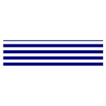 Horizontal Stripes - White and Dark Blue Satin Scarf (Oblong)