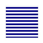 Horizontal Stripes - White and Dark Blue Small Satin Scarf  (Square)