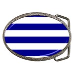 Horizontal Stripes - White and Dark Blue Belt Buckle