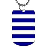 Horizontal Stripes - White and Dark Blue Dog Tag (Two Sides)
