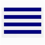 Horizontal Stripes - White and Dark Blue Large Glasses Cloth (2 Sides)