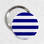Horizontal Stripes - White and Dark Blue 2.25  Handbag Mirror