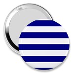 Horizontal Stripes - White and Dark Blue 3  Handbag Mirror
