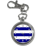 Horizontal Stripes - White and Dark Blue Key Chain Watch