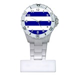 Horizontal Stripes - White and Dark Blue Nurses Watch