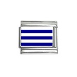 Horizontal Stripes - White and Dark Blue Italian Charm (9mm)