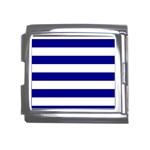 Horizontal Stripes - White and Dark Blue Mega Link Italian Charm (18mm)