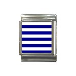 Horizontal Stripes - White and Dark Blue Italian Charm (13mm)