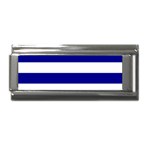 Horizontal Stripes - White and Dark Blue Superlink Italian Charm (9mm)