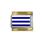 Horizontal Stripes - White and Dark Blue Gold Trim Italian Charm (9mm)