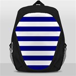 Horizontal Stripes - White and Dark Blue Backpack Bag