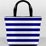 Horizontal Stripes - White and Dark Blue Bucket Bag